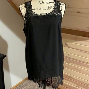 Truly Poppy Black Layered sleeveless Tunic Top Women's Small S Casual Sexy EUC